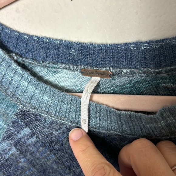 Free People Blue Green Boatneck Sweater Wool blend XS - Picture 3 of 9